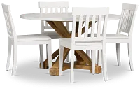 Nantucket Two-tone Pine Round Table & 4 White Chairs