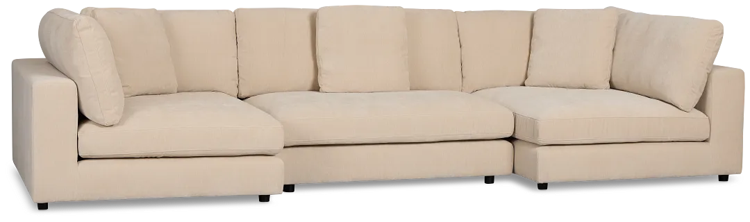 Lounge Light Beige Fabric Double Chaise Sectional