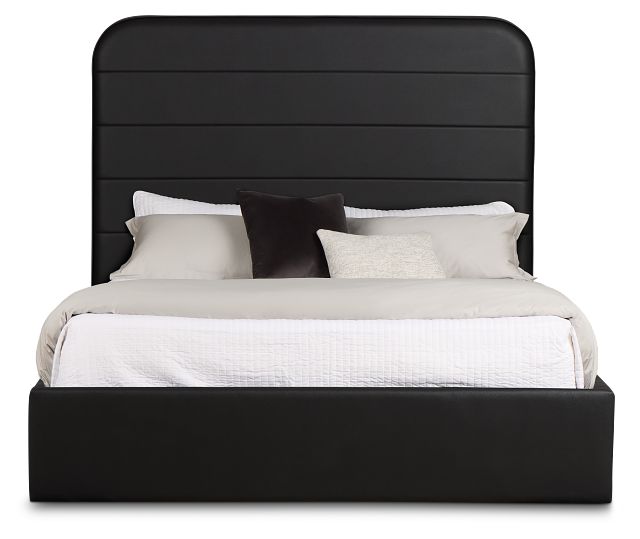 Doral Black Curved Upholstered Platform Bed