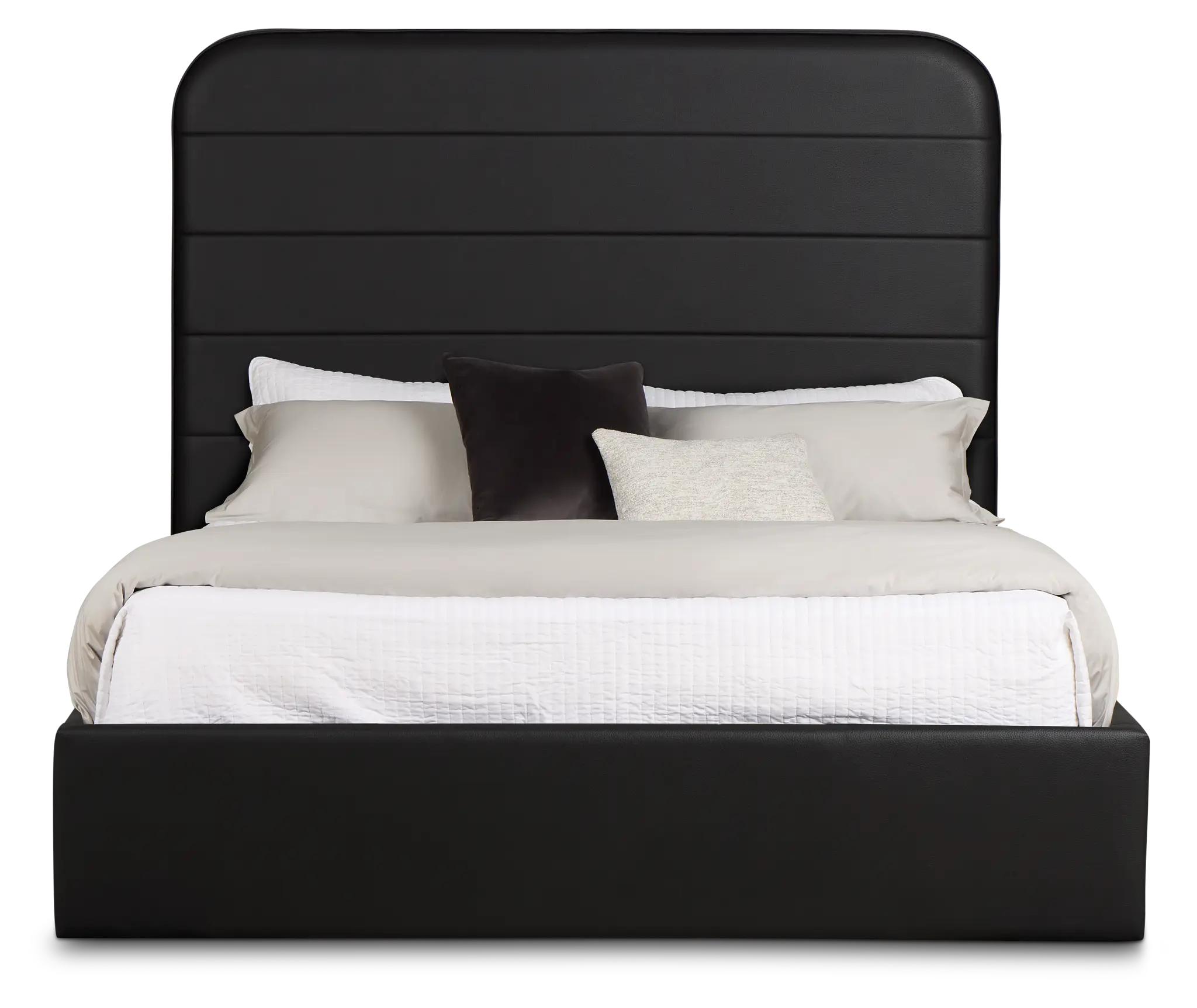 Doral Black Curved Upholstered Platform Bed Doral Black Curved Upholstered Platform Bed