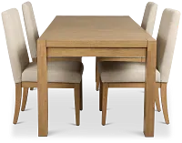 Tahoe Light Tone Rectangular Table & 4 Upholstered Chairs