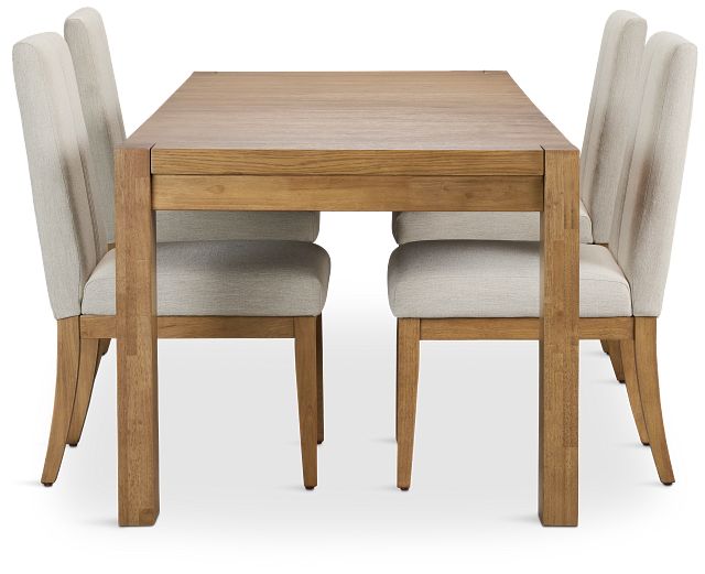 Tahoe Light Tone Rectangular Table & 4 Upholstered Chairs