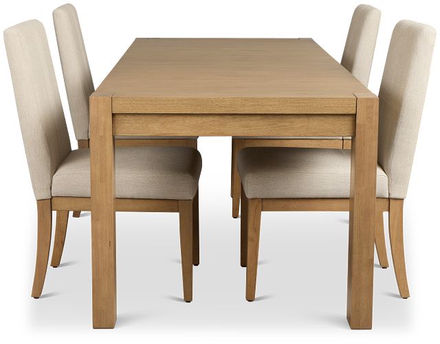 Tahoe Light Tone Rectangular Table & 4 Upholstered Chairs