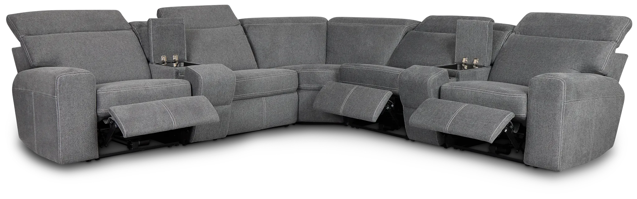 Callum Dark Gray Storage Large Triple Power Reclining Two-arm Sectional