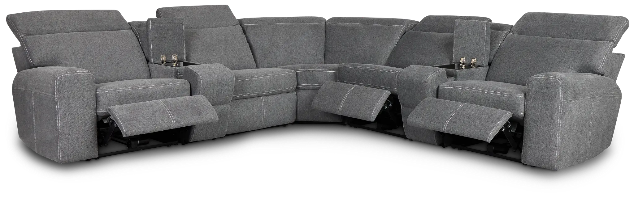 Callum Dark Gray Storage Large Triple Power Reclining Two-arm Sectional Callum Dark Gray Storage Large Triple Power Reclining Two-arm Sectional