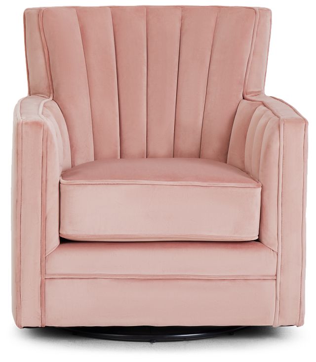 Loden Light Pink Velvet Swivel Accent Chair