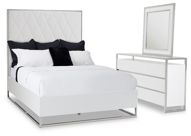 Miami White Uph Platform Bedroom