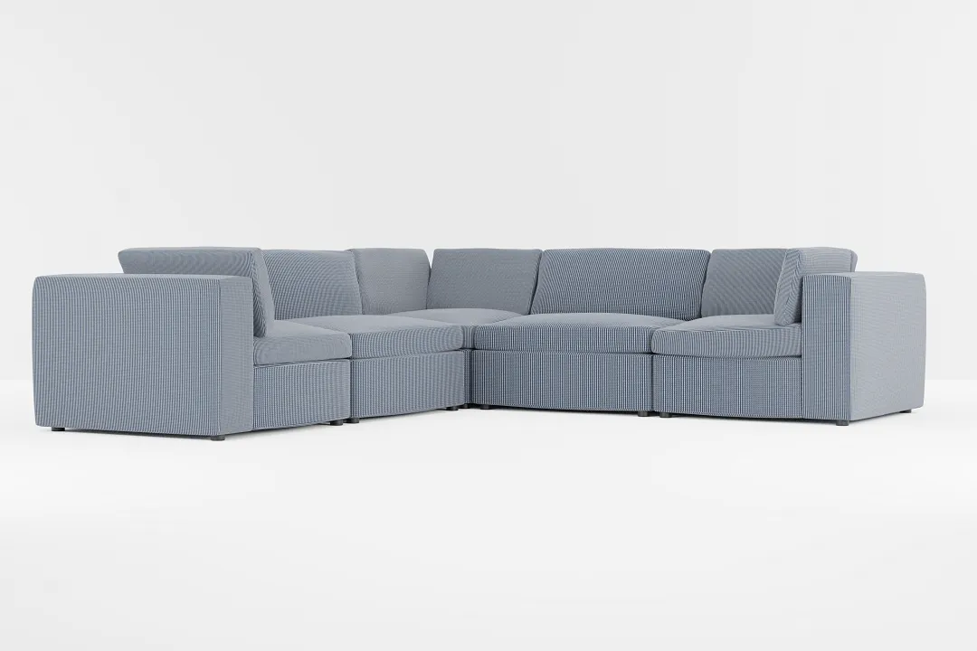Destin Lucy Navy Fabric 5-piece Modular Sectional