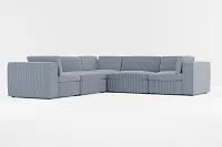 Destin Lucy Navy Fabric 5-piece Modular Sectional