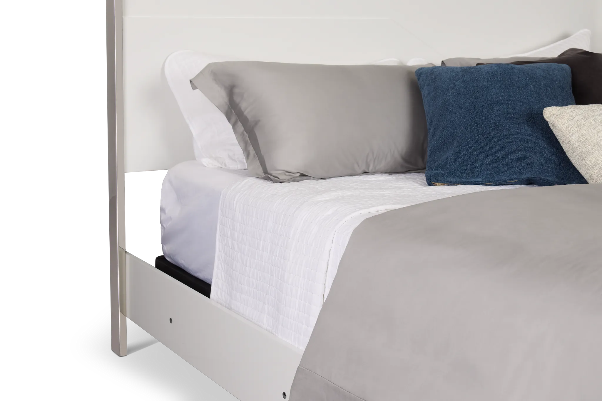 Doral White Panel Bed With Lights