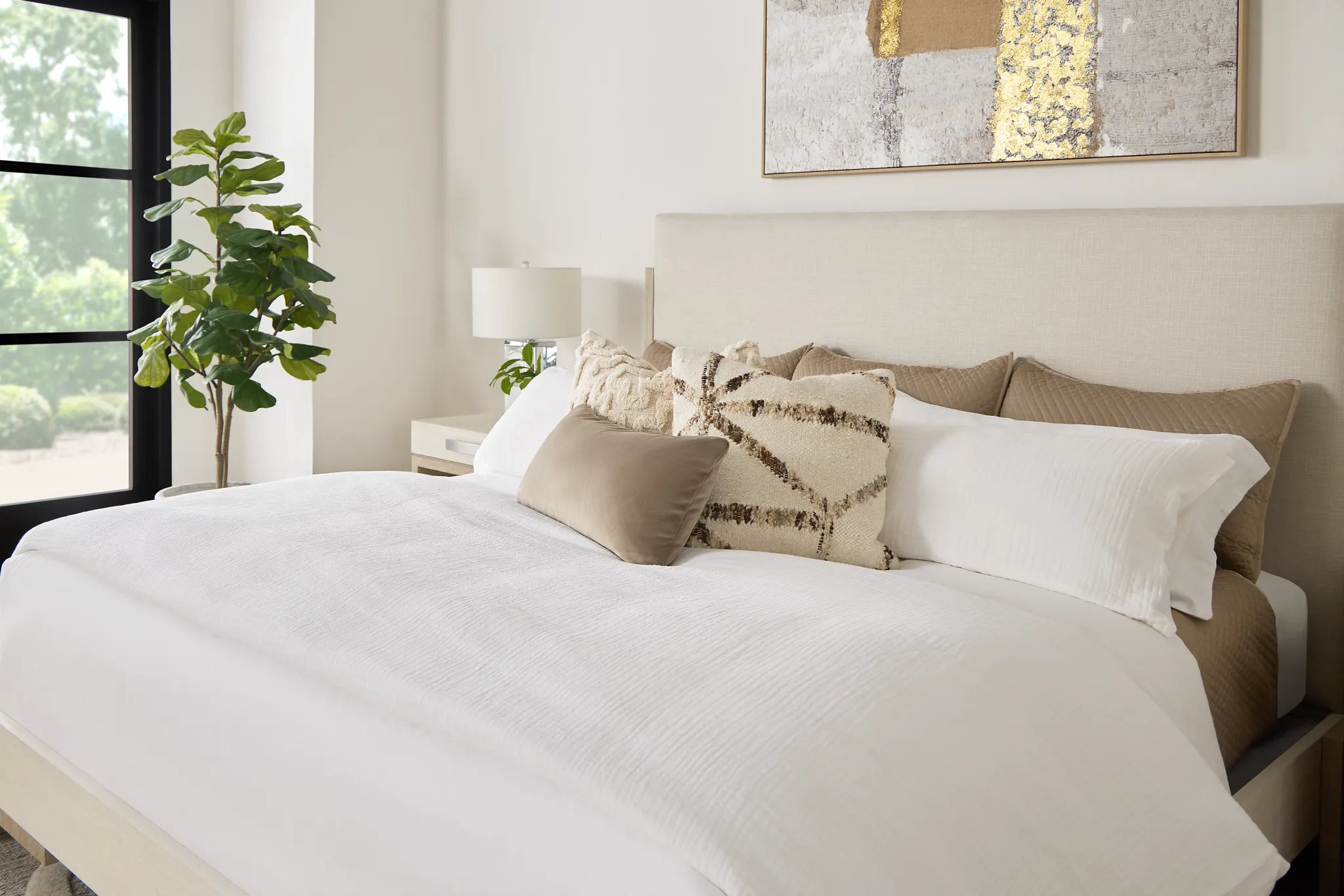 Miramar Light Tone Uph Panel Bed