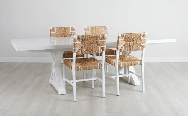 Nantucket White Trestle Table & 4 Woven Chairs (0)