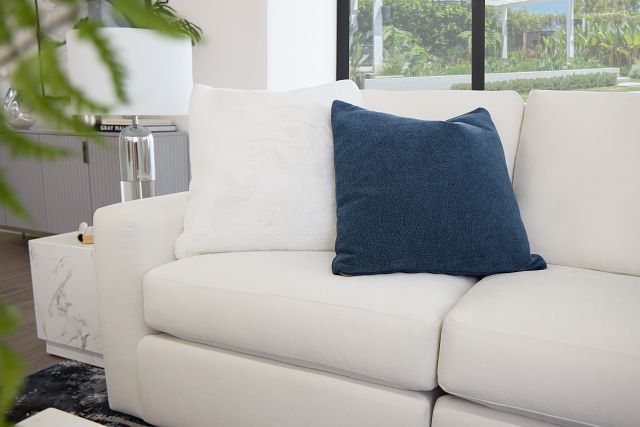 Citymod White Fabric Small Right Chaise Sectional With Media Console