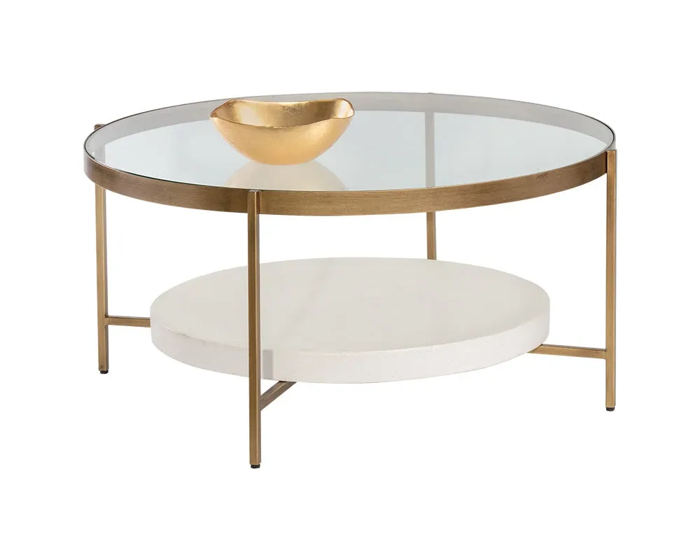 Brielle Gold Glass Round Coffee Table