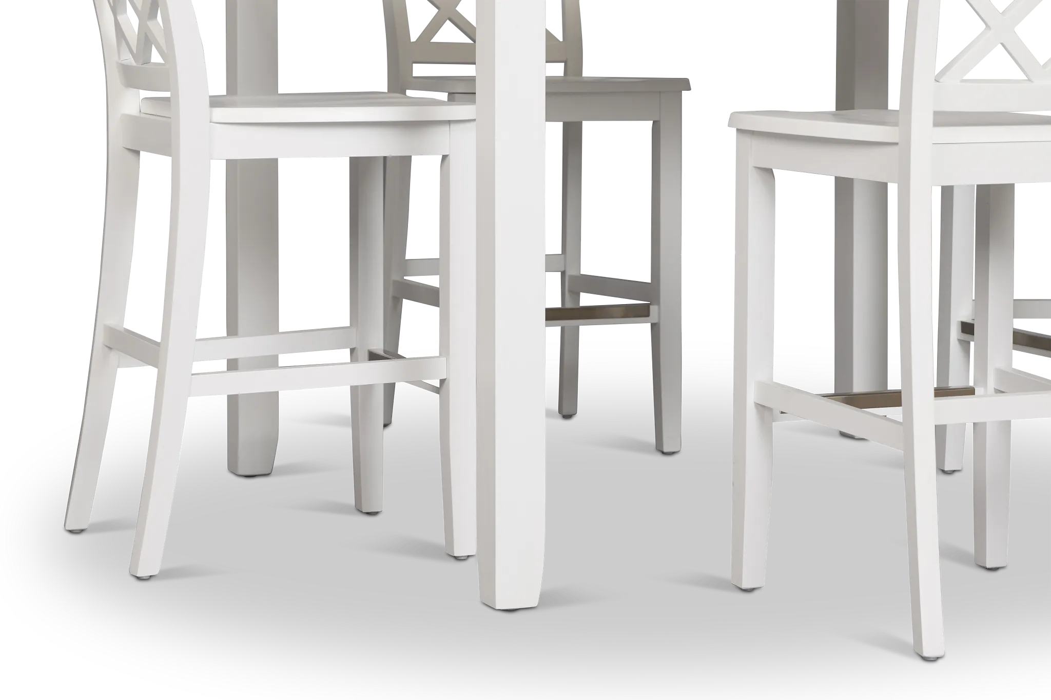 Edgartown Two-tone Square High Table & 4 White Wood Barstools