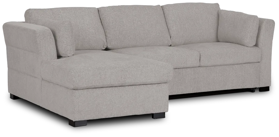 Amber Light Gray Fabric Small Left Chaise Storage Sleeper Sectional