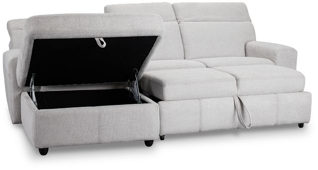 Callum Light Gray Storage Small Left Chaise Sleeper Sectional