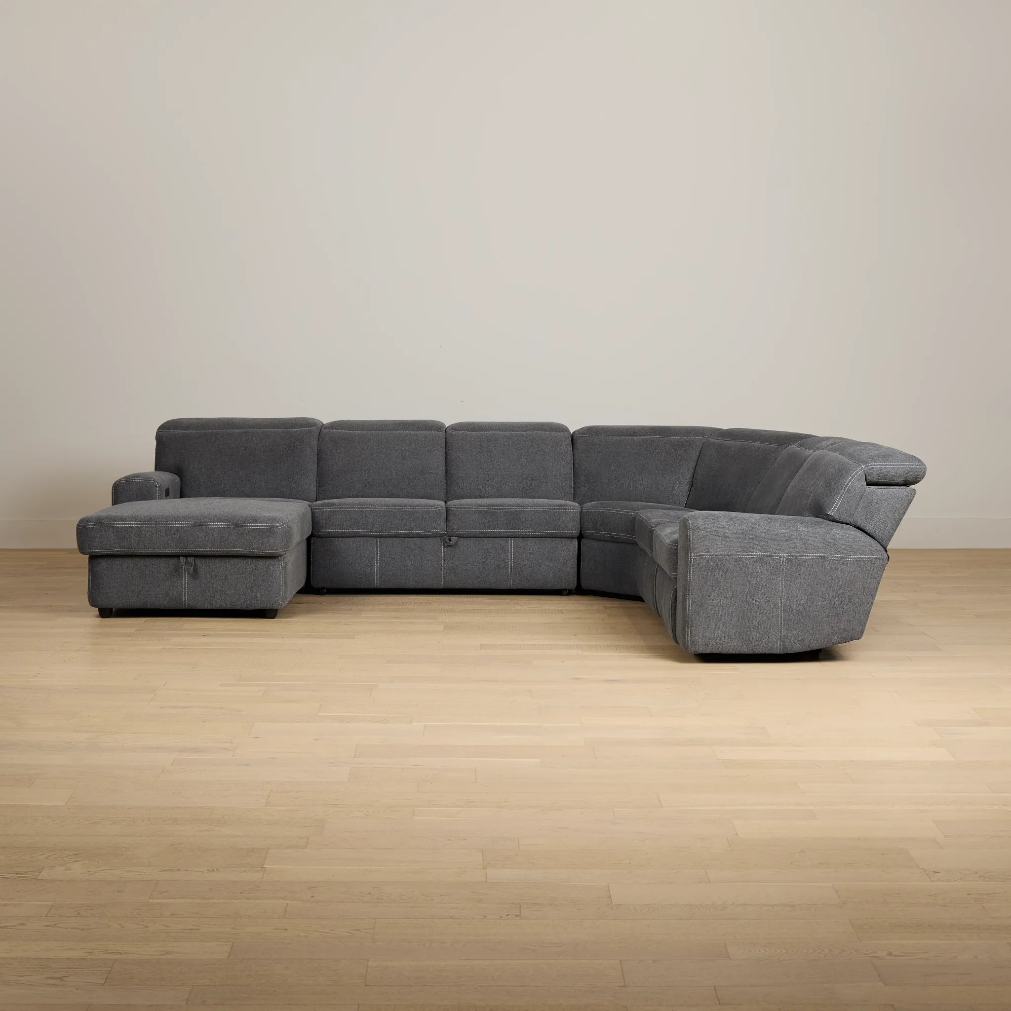 Callum Dark Gray Storage Small Left Dual Power Chaise Sleeper Sectional