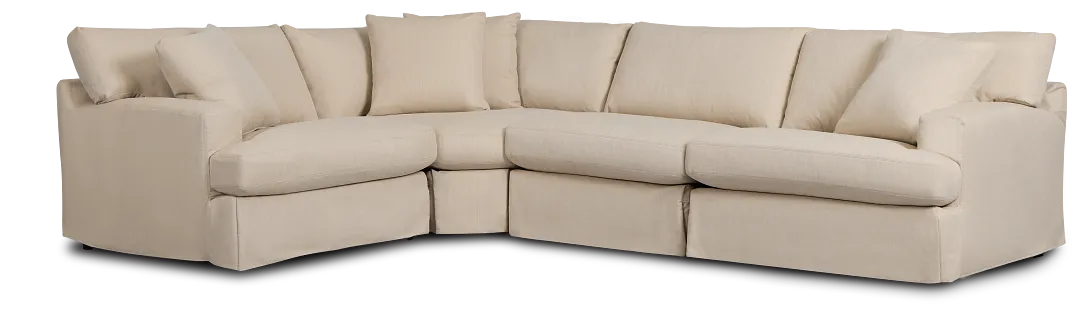 Marren Beige Fabric Small Two-arm Sectional