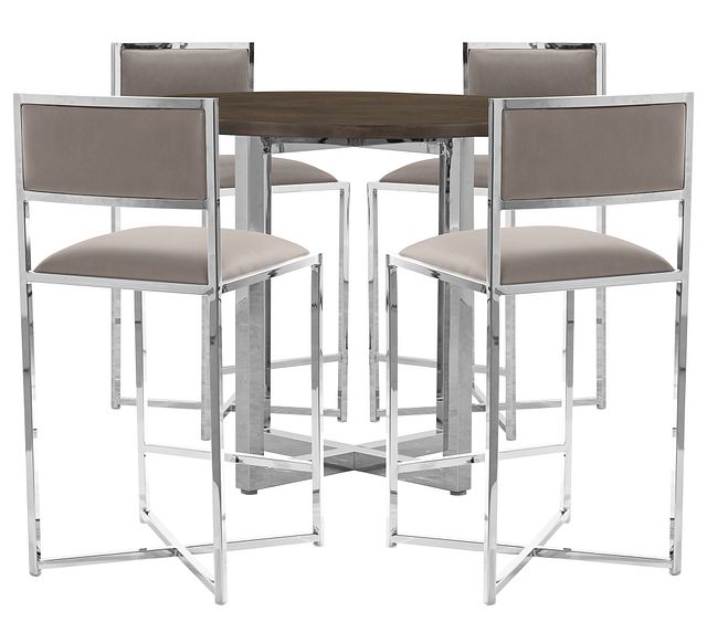 Amalfi Taupe Wood High Table & 4 Metal Barstools (0)