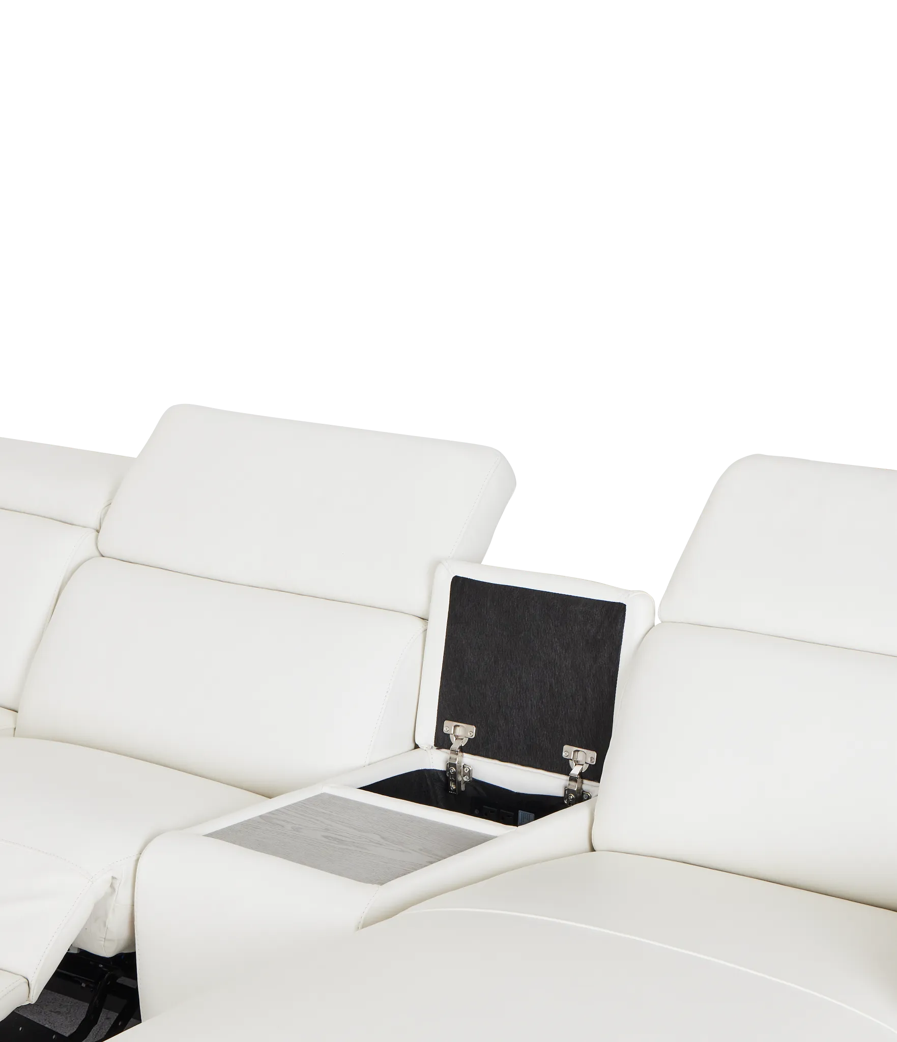 Atlas White Lthr/vinyl Medium Dual Power Right Chaise Sectional