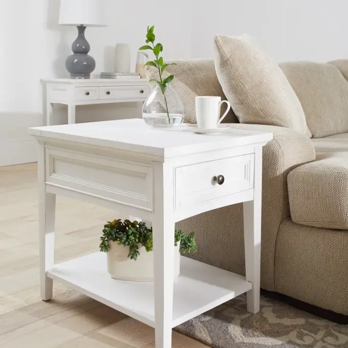 White Rectangular End Table