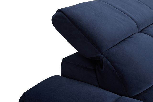 Gemma Navy Velvet Right Chaise Power Reclining Sectional