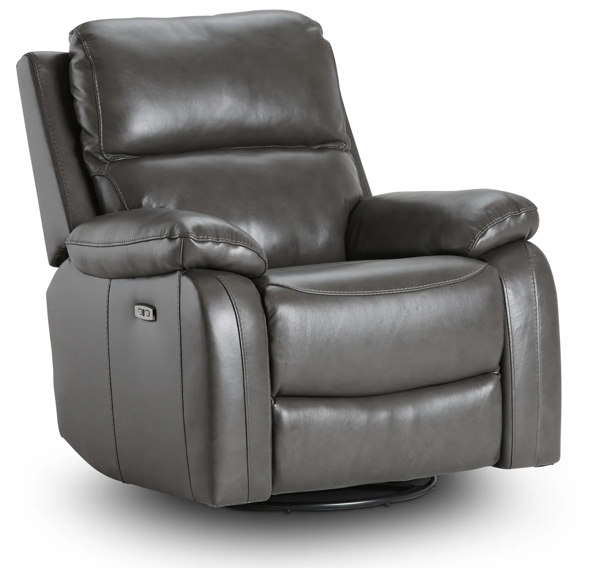 Mason Dark Gray Leather Power Glider Recliner With Power Headrest Mason Dark Gray Leather Power Glider Recliner With Power Headrest