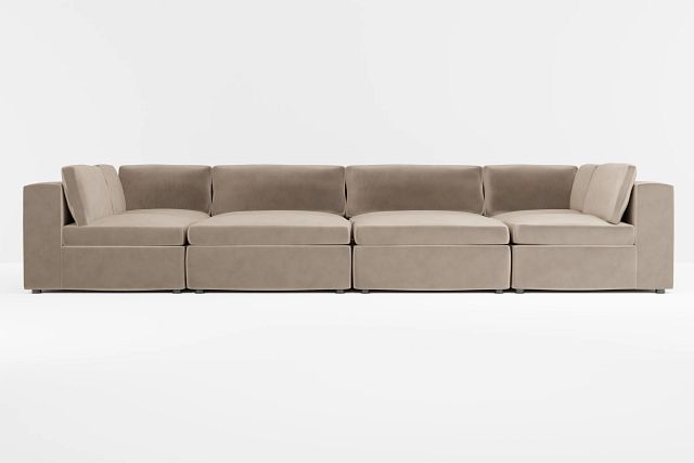 Destin Joya Beige Velvet 8-piece Pit Sectional