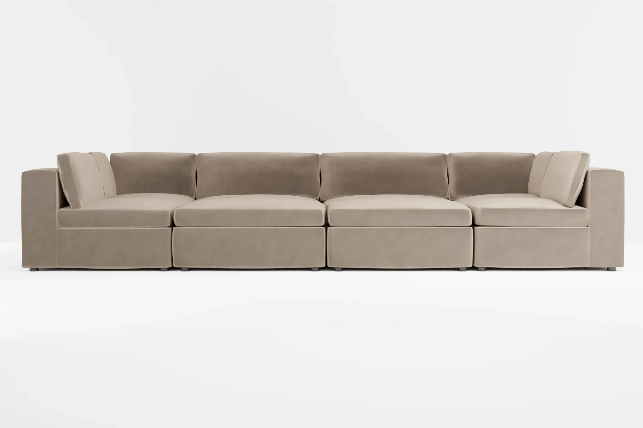 Destin Joya Beige Velvet 8-piece Pit Sectional