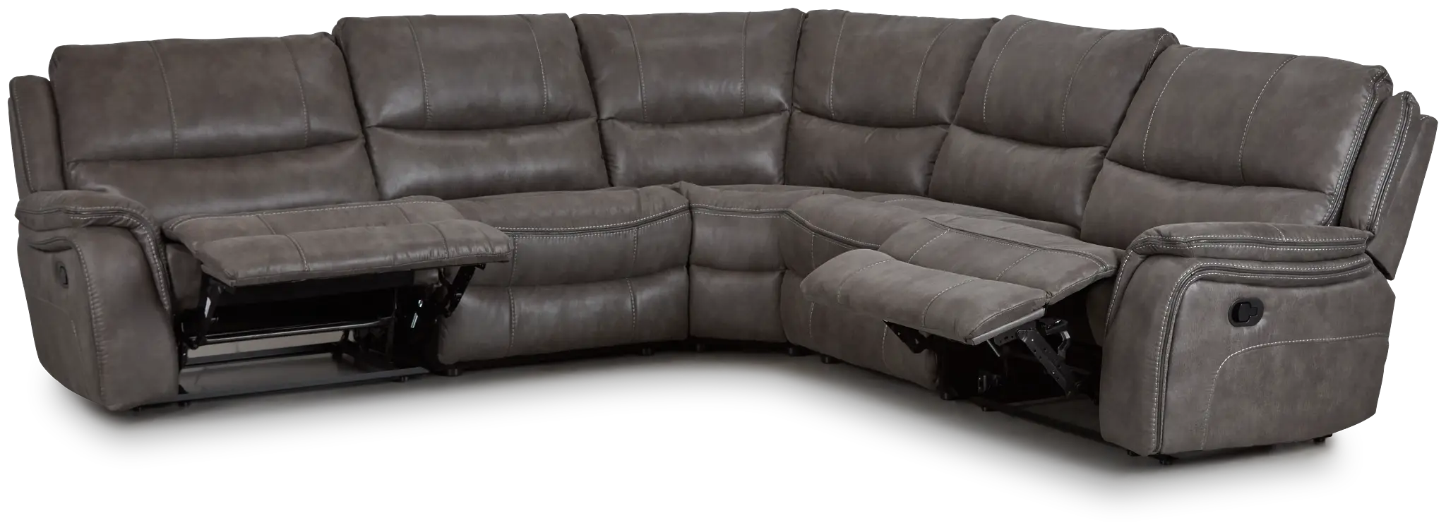 Dober Dark Gray Micro Small Two-arm Manually Reclining Sectional Dober Dark Gray Micro Small Two-arm Manually Reclining Sectional