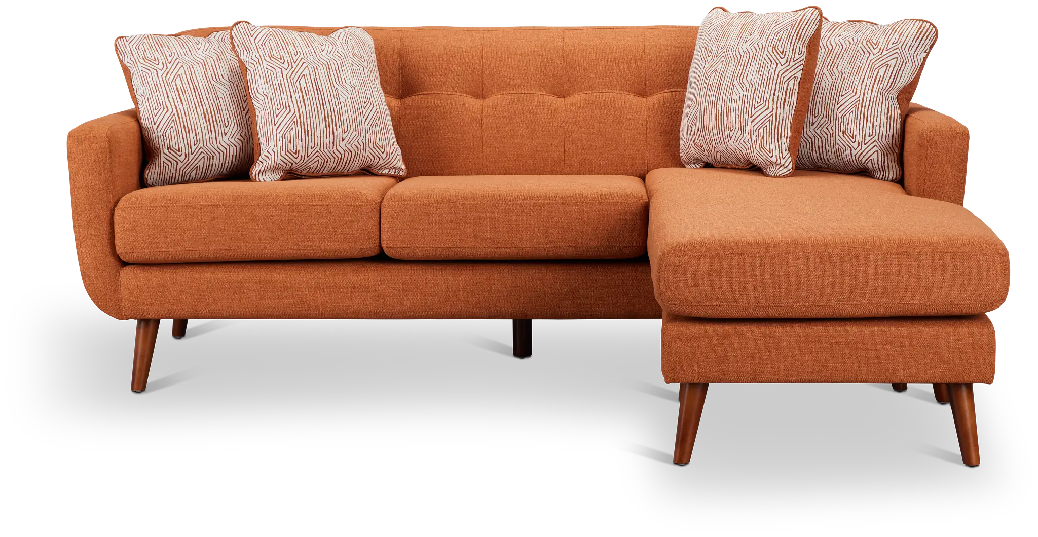 Raya Orange Fabric Chaise Sectional Raya Orange Fabric Chaise Sectional