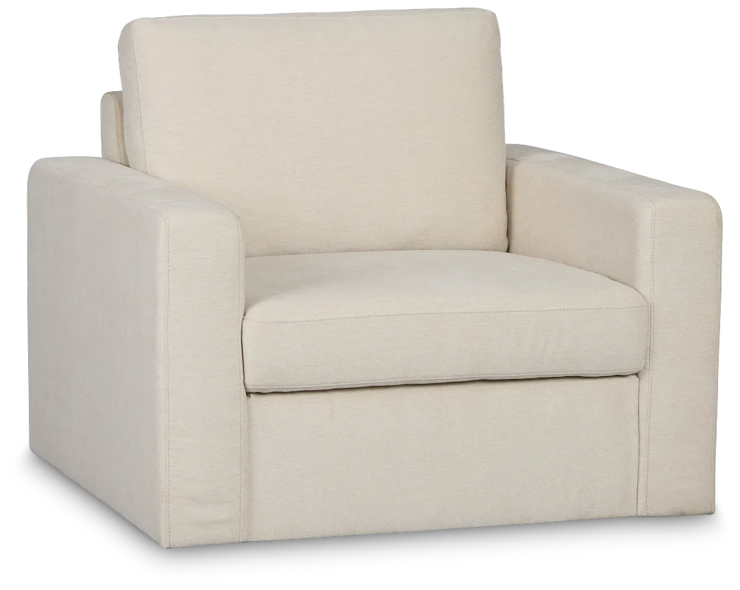Addie Beige Fabric Swivel Chair