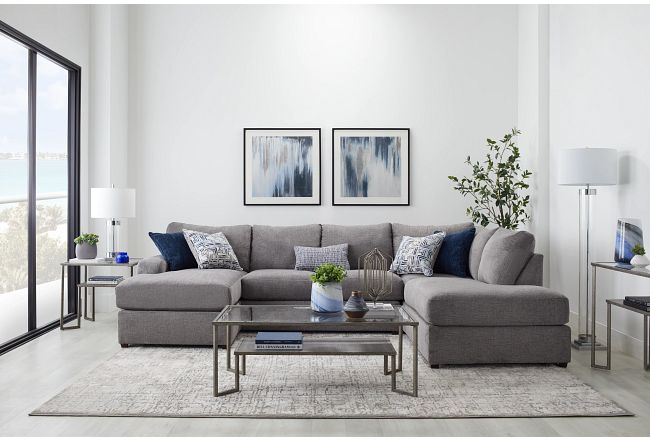 Banks Gray Fabric Right Bumper Sectional