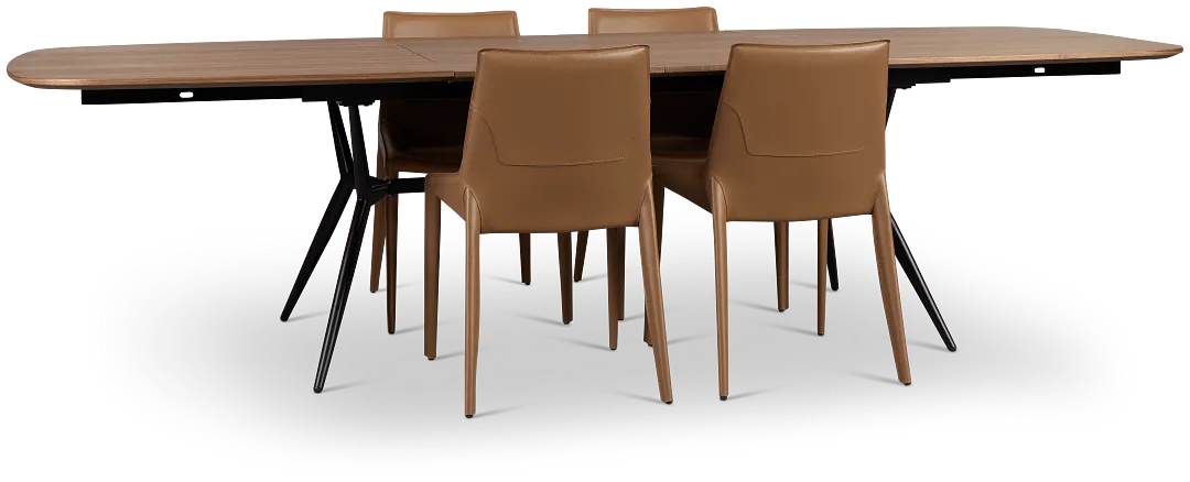 Margo Two-tone Rect Table With 4 Brown Upholstered Side Chairs