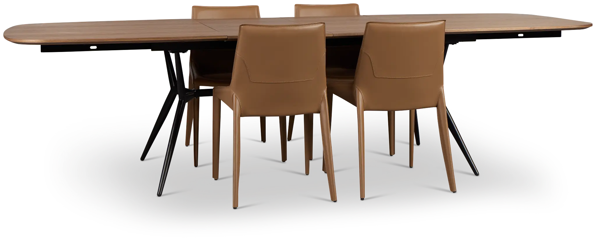 Margo Two-tone Rect Table With 4 Brown Upholstered Side Chairs Margo Two-tone Rect Table With 4 Brown Upholstered Side Chairs