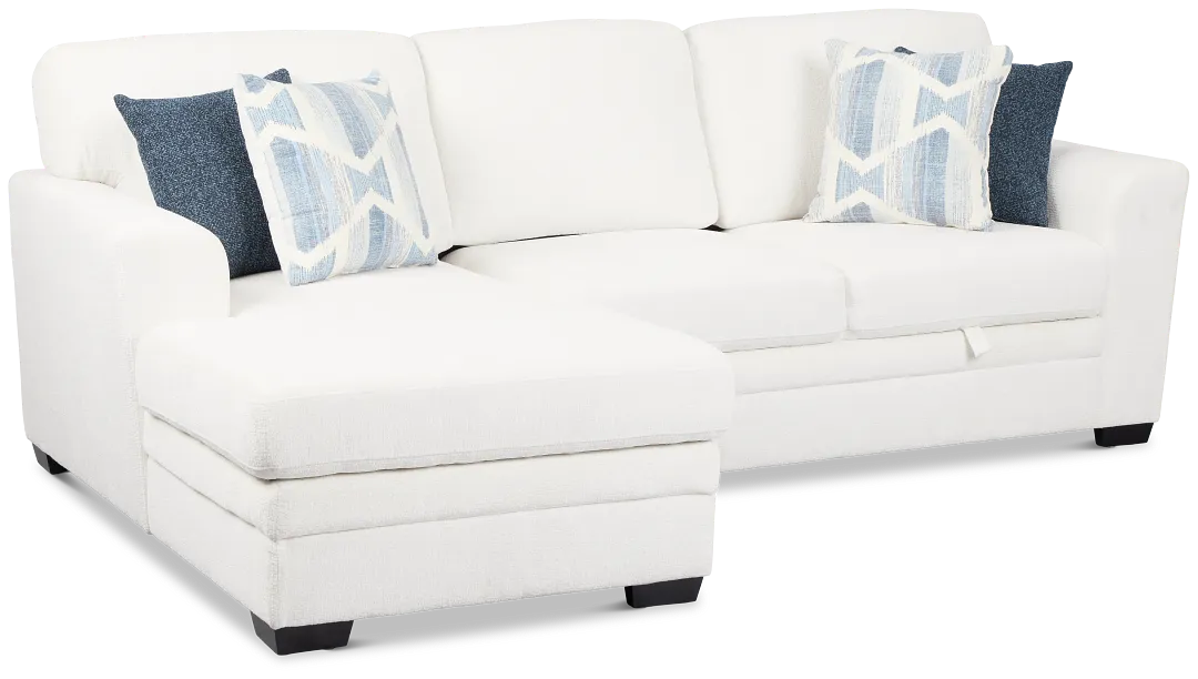 Everly White Fabric Left Chaise Storage Sectional