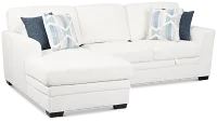 Everly White Fabric Left Chaise Storage Sectional