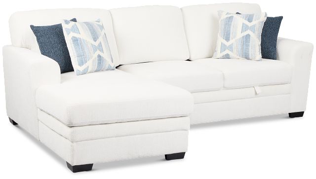 Everly White Fabric Left Chaise Storage Sectional