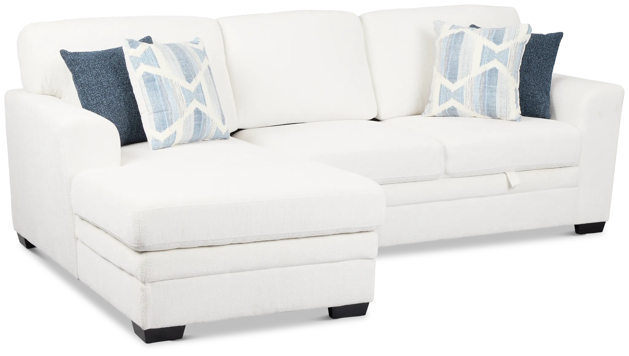 Everly White Fabric Left Chaise Storage Sectional