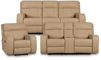 Rhett Taupe Micro Manually Reclining Living Room