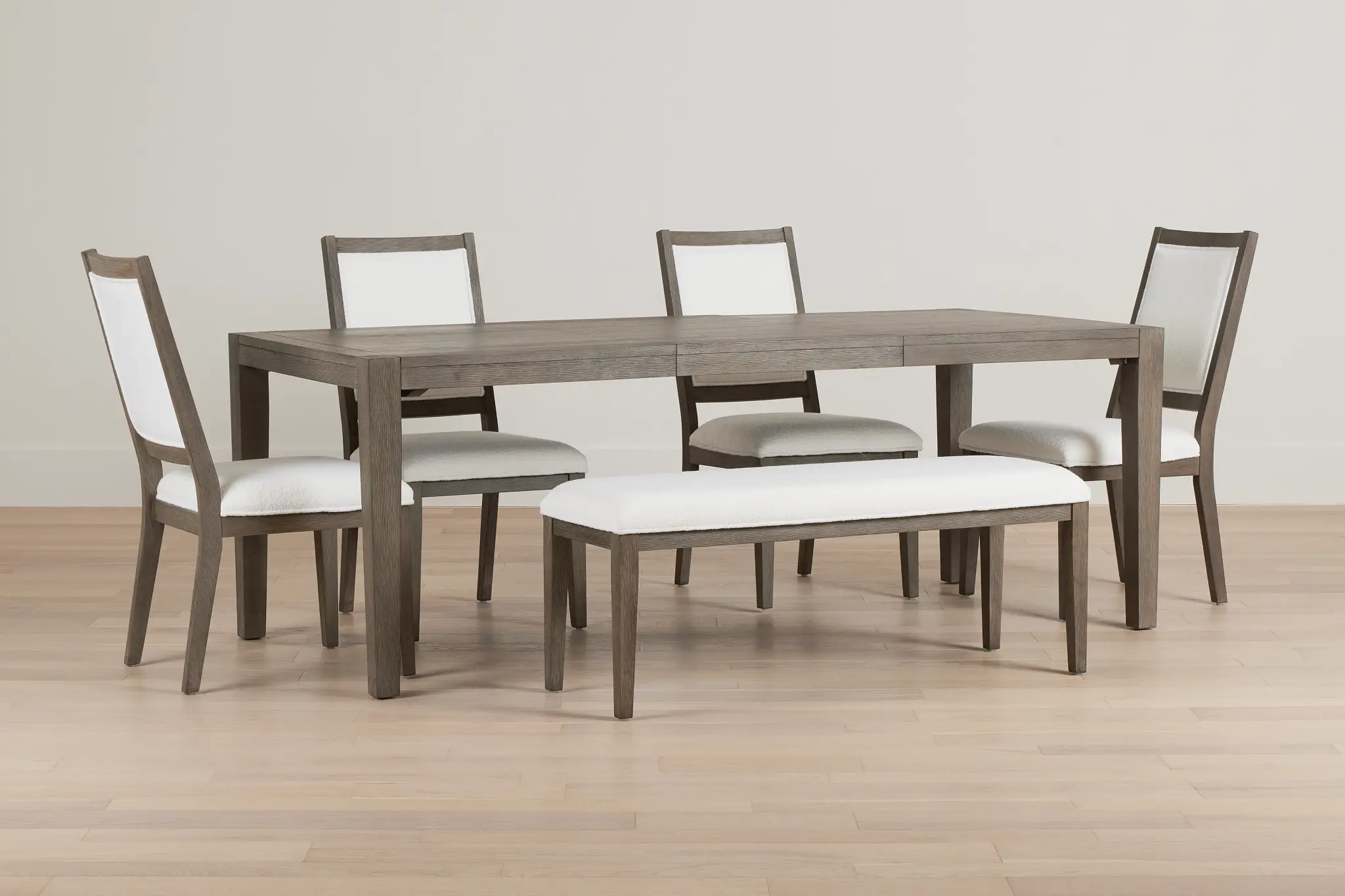Alden Gray Rect Table, 4 Chairs & Bench Alden Gray Rect Table, 4 Chairs & Bench