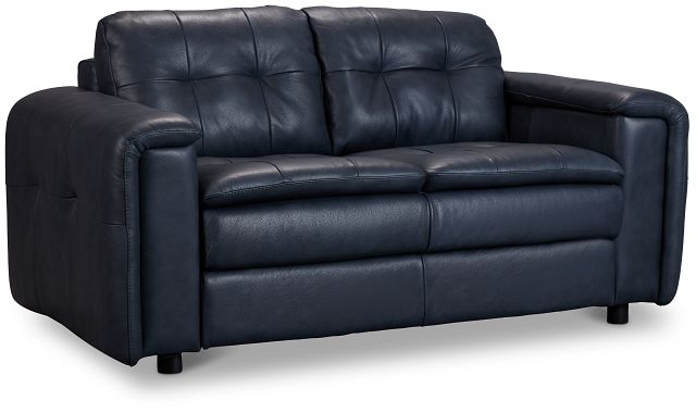 Rowan Navy Leather Loveseat