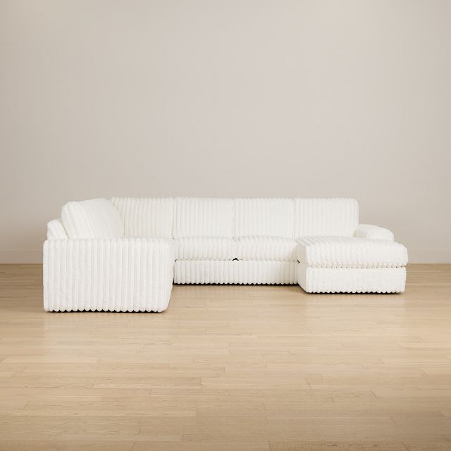 Teddy White Fabric Medium Right Chaise Sectional
