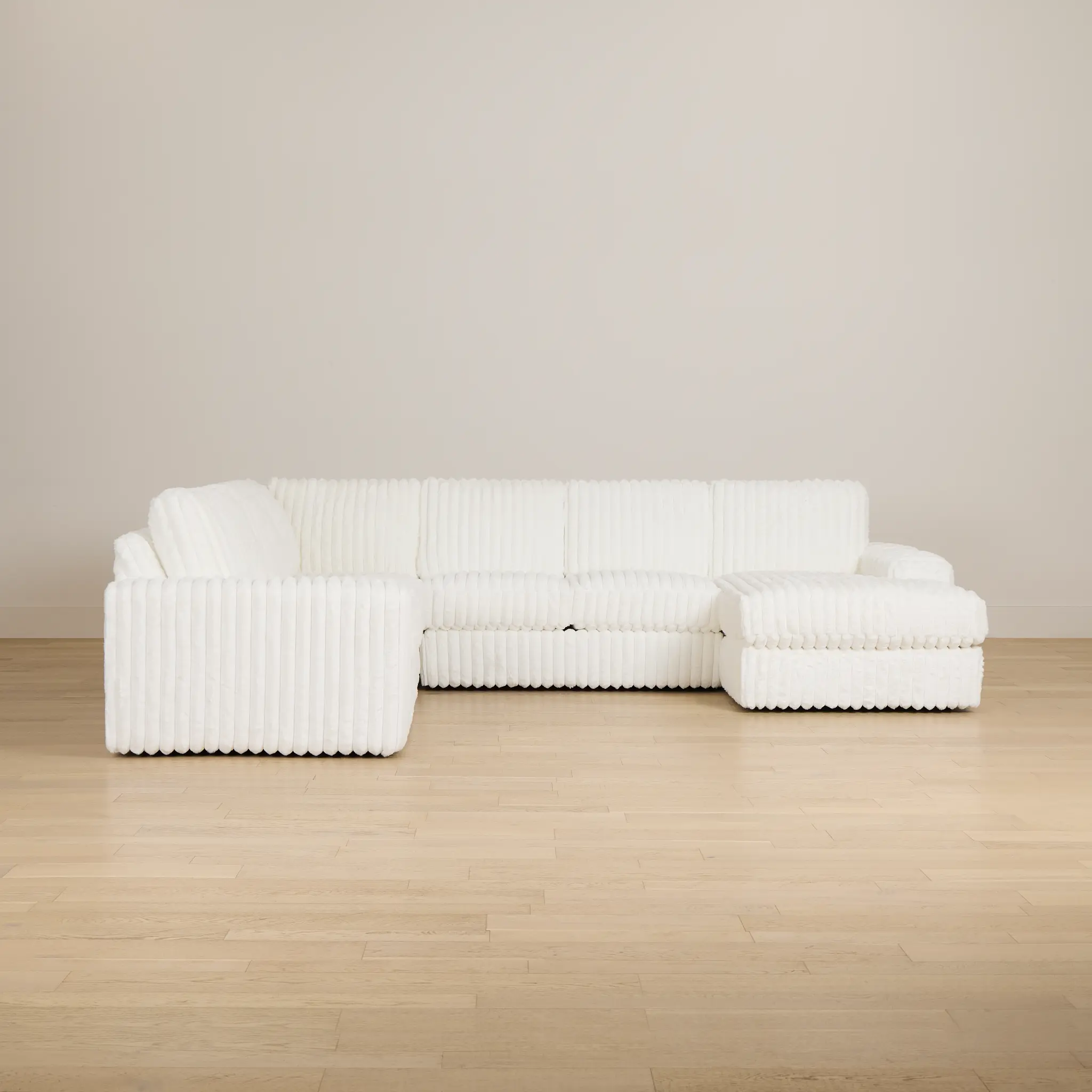 Teddy White Fabric Medium Right Chaise Sectional Teddy White Fabric Medium Right Chaise Sectional
