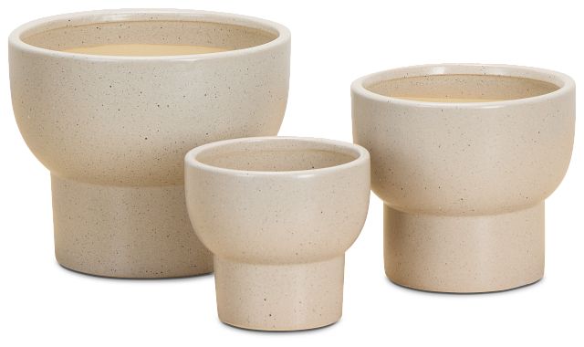Arista Light Brown Set Of 3 Planter