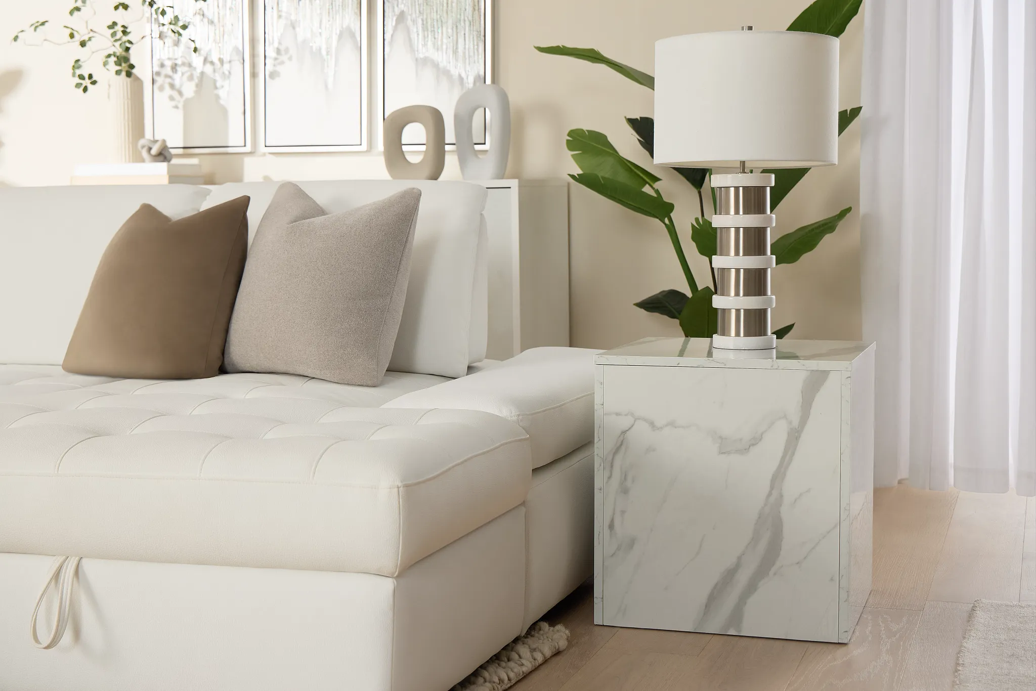 Modena White Square End Table