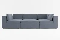 Destin Victory Dark Blue Fabric 6-piece Pit Sectional