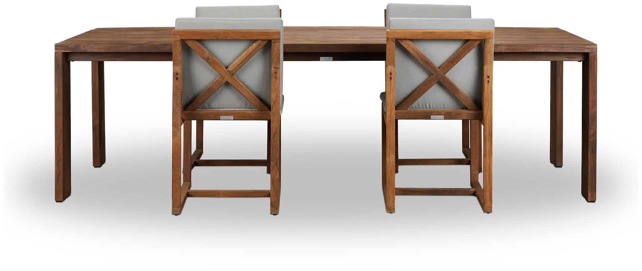 Linear Dark Gray 102" Teak Table & 4 Teak Cushioned Side Chairs Linear Dark Gray 102" Teak Table & 4 Teak Cushioned Side Chairs