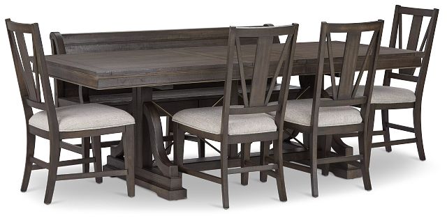 Heron Cove Dark Tone Trestle Table, 4 Chairs & Bench (0)